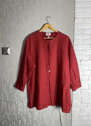 Винтажный льняной кардиган оверсайз пиджак большого размера лен tumi, l5 фото