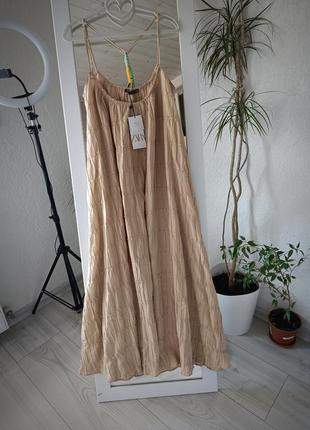 Сарафан длинный zara, платье лен1 фото