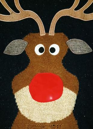 Новогодний свитер. олень с мигающим носом.3 фото