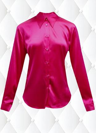 Шелковая блуза - рубашка цвета фуксии2 фото