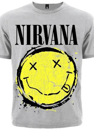 Футболка nirvana smile (меланж), сіра, розмір l