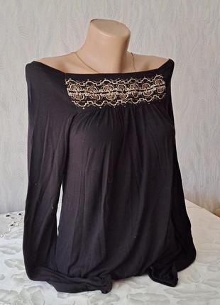Блуза чорна з принтом2 фото