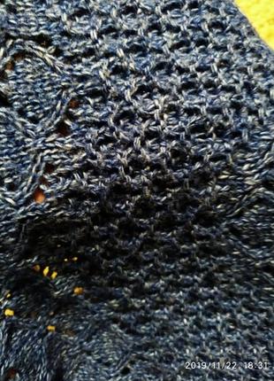 Теплый синий шерстяной свитер7 фото