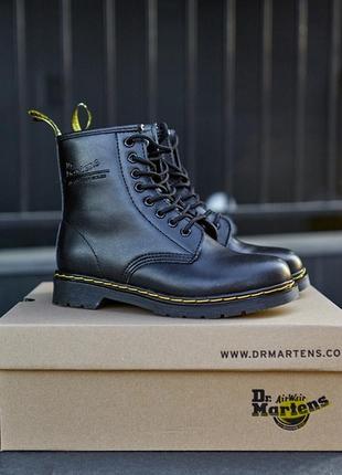 💎зимние женские dr martens 1460 black💎кожаные черные мартинсы с мехом, сапоги зима