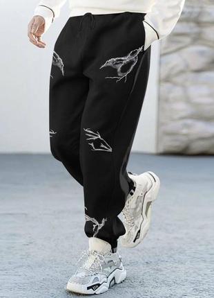 Качественные премиум штаны с принтами молнии стильные современные трендовые спортивные