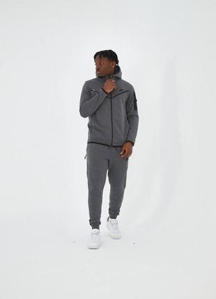 Мужской премиум комплект 1:1 с оригиналом nike tech стильный трендовый спортивный костюм зип худи и штаны найк