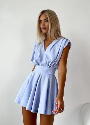Платье-комбинезон голубой