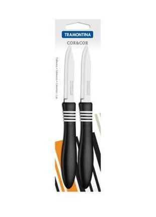 Набор ножей tramontina cor & cor для овощей 2шт 76 мм black (23461/203)