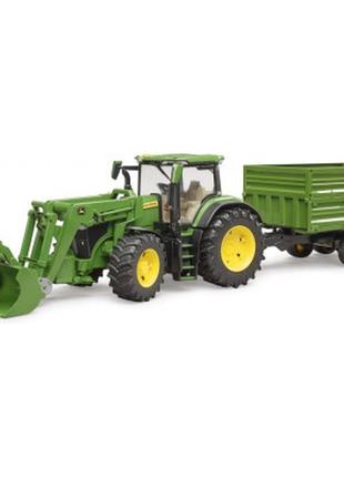 Спецтехніка bruder трактор john deere 7r 350 з навантажувачем і причепом (03155)7 фото