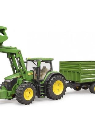 Спецтехніка bruder трактор john deere 7r 350 з навантажувачем і причепом (03155)6 фото