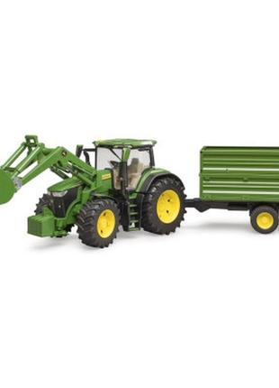 Спецтехніка bruder трактор john deere 7r 350 з навантажувачем і причепом (03155)