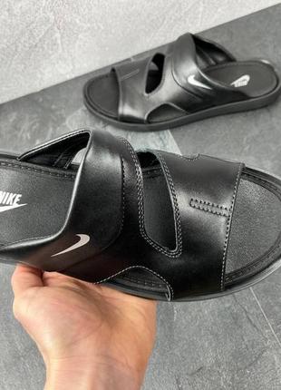 Мужские кожаные шлепанцы nike black  ⁇  smb2 фото