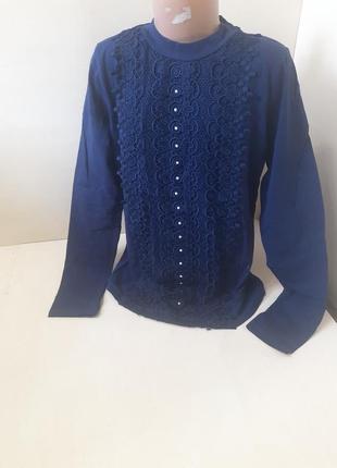 Синий школьный реглан блуза для девочки р.152 158 1648 фото