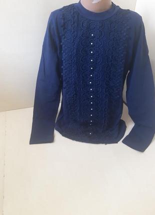 Синий школьный реглан блуза для девочки р.152 158 1647 фото