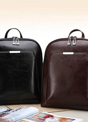 Жіночий шкіряний новий стильний коричневий класичний недорогий рюкзак портфель сумка1 фото