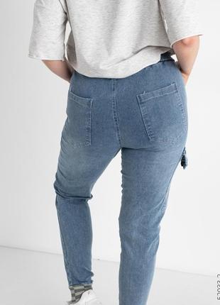 Джоггеры, джинсы с поясом  на резинке  унисекс, накладные карманы карго, есть большие размеры nn5 фото
