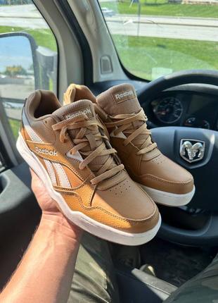 Кроссовки мужские reebok Dime bb4500 low 2 коричневых/помаранчевых сникерсы, кеды с кожаными вставками