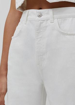 Широкие рваные джинсы с высокой посадкой pull &amp; bear не zara джинсовые кюлоты рваные широкие брюки5 фото