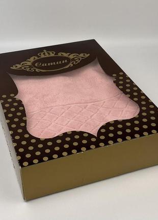 Набір рушників ае 2 шт vip romb pink в фірмовій коробці2 фото