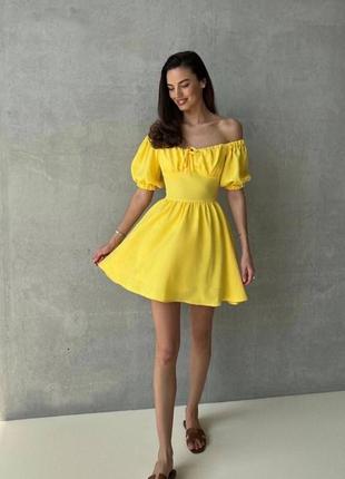 Стильное классическое классное красивое хорошенькое удобное модное трендовое простое платье платье желтое2 фото
