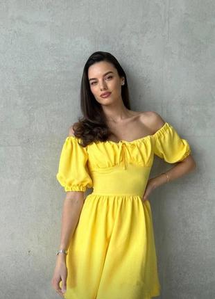 Стильное классическое классное красивое хорошенькое удобное модное трендовое простое платье платье желтое3 фото