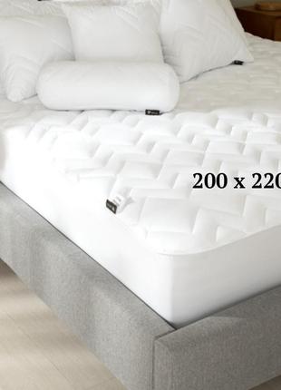 Наматрасники на евро кровать 200х200 стеганый с бортиком, наматрасник 200 200 с бортами стеганые