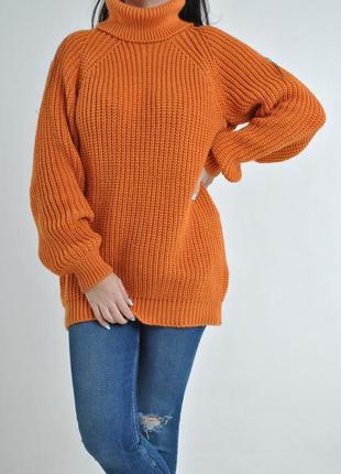 Помаранчевий подовжений светр3 фото