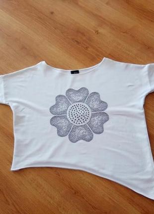 Ассиметричная оверсайз туника блуза свитшот кофта трикотажная цветочный принт вышивка9 фото
