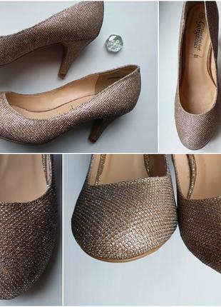Праздничные женские туфли глиттерные золотые лодочки (ладочки) р. 5/38 (23.5 см) new look4 фото