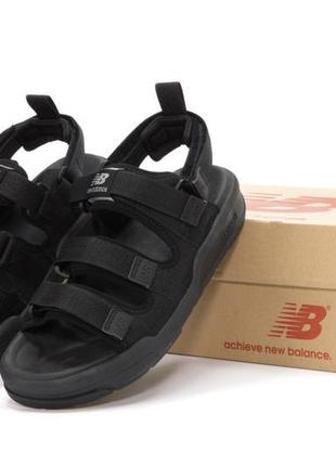 New balance sandals black, сандалии мужские черные, мужественные летние сандалии1 фото