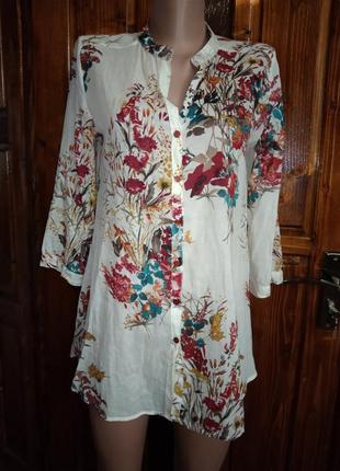 Подовжена бавовняна сорочка promod франція.2 фото