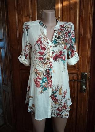 Подовжена бавовняна сорочка promod франція.1 фото