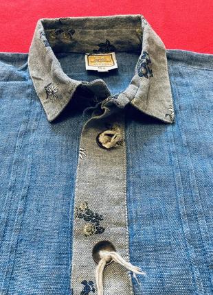 Австрия рубашка голубая 100% лен этническая