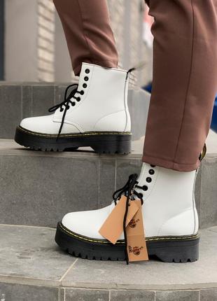 Стильные меховые ботинки dr.martens jadon в белом цвете /осень/зима/весна😍1 фото