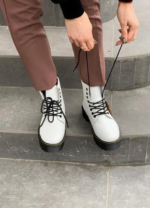 Стильные меховые ботинки dr.martens jadon в белом цвете /осень/зима/весна😍8 фото