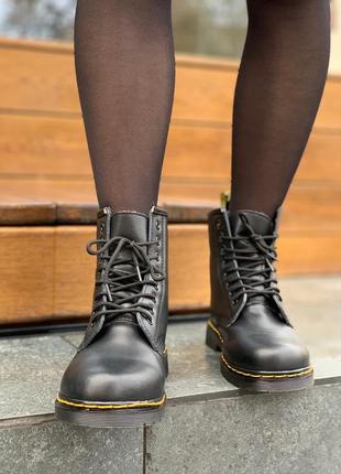 Классические меховые ботинки dr.martens в черном цвете /осень/зима/весна😍4 фото