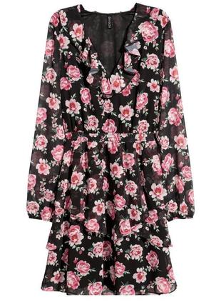 Роскошное шифоновое платье платье в цветочный принт, р12/40...♥️💋🌹1 фото