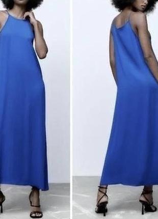 Красивое сатиновое платье сарафан zara, натуральная ткань, новое