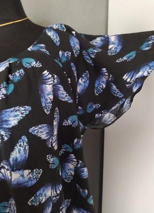 Блуза принт " метелики" батал натуральна тканина2 фото