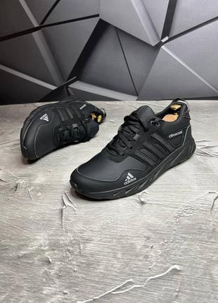 Стильные черные мужские кроссовки адедас adidas prices весенне-осенние, демисезон, кожаные/кожа-мужская обувь