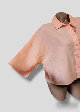 Укорочена сорочка блуза бавовна льон3 фото