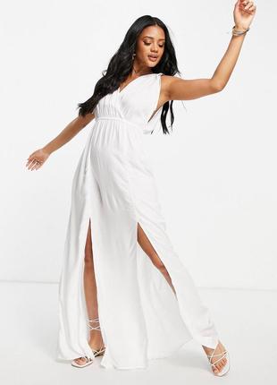 Белое пляжное платье макси со сборками asos design