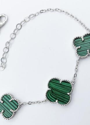 Серебряный браслет "клевер"2 фото