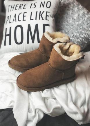 Красиві чобітки ugg mini bailey bow brown з пишним хутром/осінь/зима/весна😍2 фото