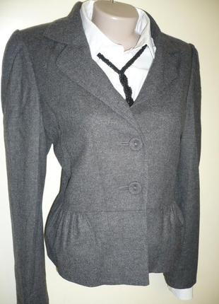 Женский серый пиджак, классика, шерсть р.141 фото