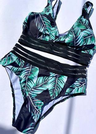 Раздельный купальник с чашками. купальник с топом и високими плавками. топ с чашками и високие трусики