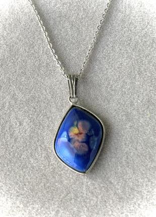 Підвіска емаль японія ланцюг кулон синій