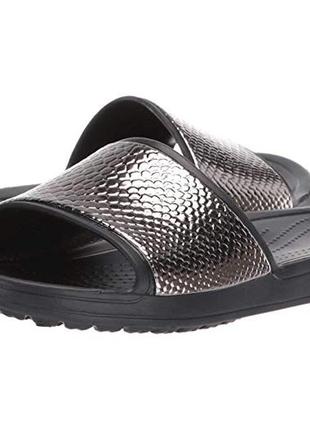 women's crocs sloane metallic texture slide