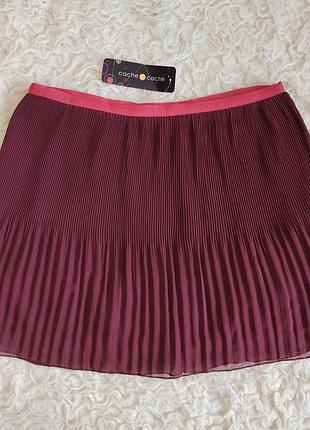 Стильная плисерированная юбка юбка cache cache, франция, р.l/xl