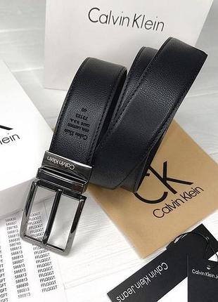 Чоловічий ремінь calvin klein чорний / коричневий у подарунковій упаковці / на подарунок